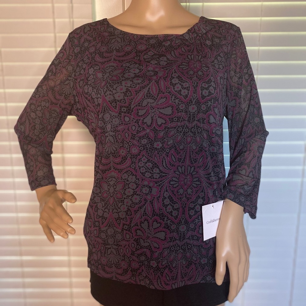 Croft & Barrow 3/4-Sleeve Top Shirt Petite Med NWT - Picture 1 of 5